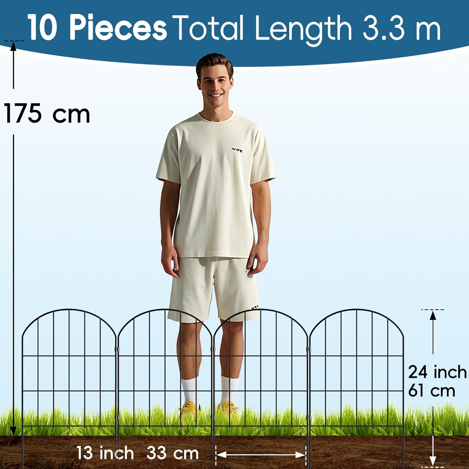 Decorative Garden Fence 61cm (H) x 33cm (W)